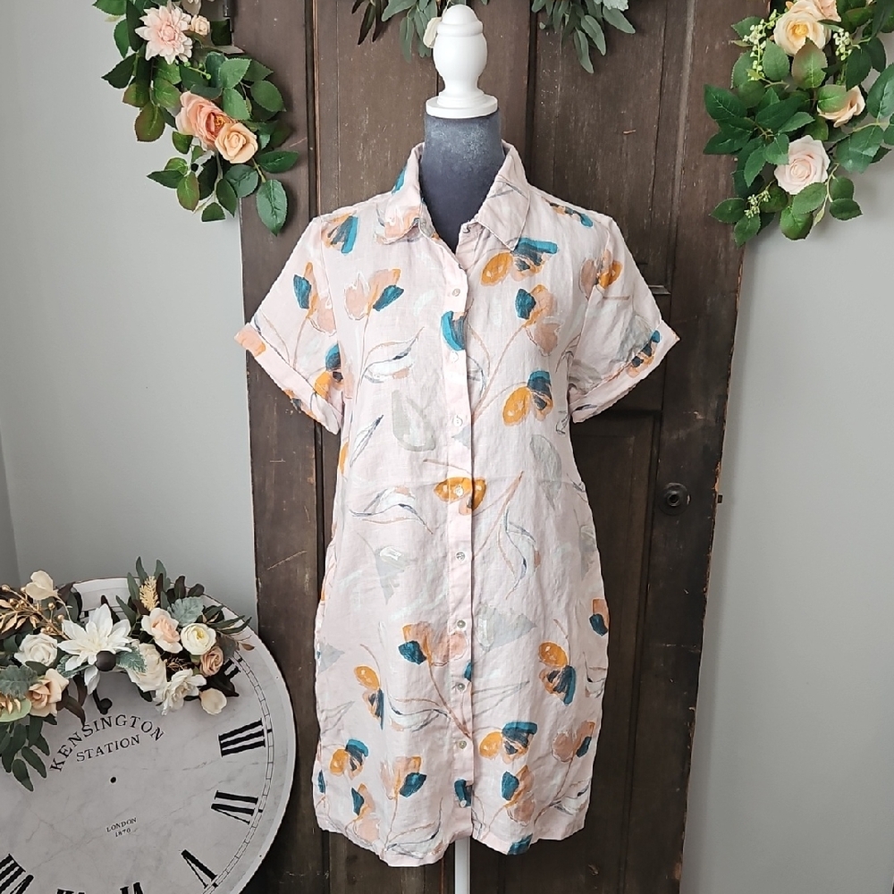 100% Linen Rachael Zoe Button-down Babydoll/Shirt Dress w/ Pockets - Sz M